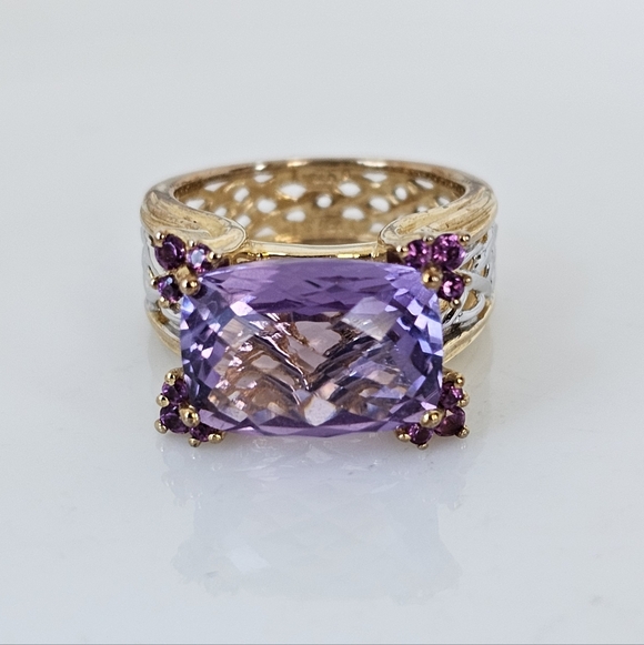 Genuine Victoria Weick Amethyst & Garnet Ring 14k & Sterling Silver Ring Sz 7! - Picture 4 of 11